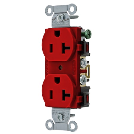 Hubbell Wiring Device-Kellems Straight Blade Receptacle, 5-20R, 20 A, 125V AC, 2 Pole, 3 Wire, Flush Mount, Grounded BR20R